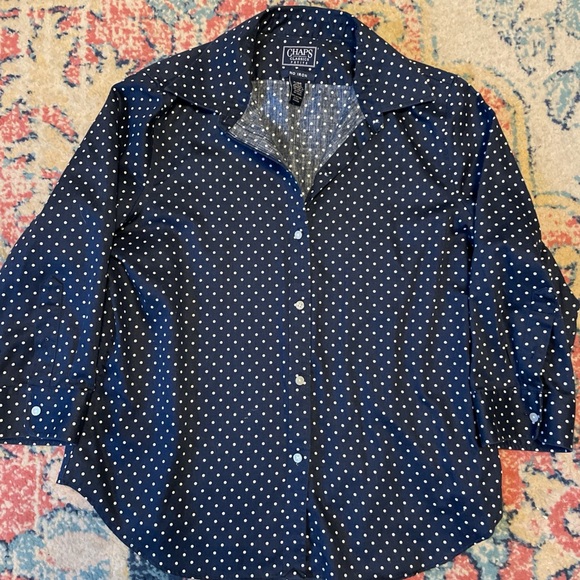 Women’s Chaps button down shirt with 3/4 length sleeves size L - Picture 1 of 4